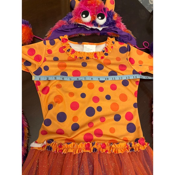 Monster Costume Dress Up Halloween Outfit Hat & Sleeves Orange Purple Kids - Picture 5 of 15